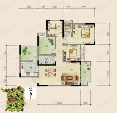 金科廊桥水乡3室2厅2卫户型图