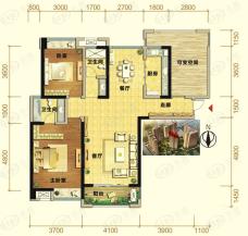 建发金沙里A2户型 三室两厅两卫户型图