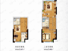 八达岭孔雀城1室2厅2卫户型图