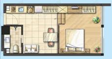 力宝国际公寓图为力宝国际公寓45平米户型户型图