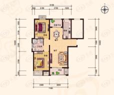 保利玫瑰湾2室2厅1卫户型图