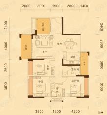 泰豪南山翡翠118.98-120.15平米的3+1房2厅2卫户型图