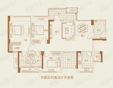 潜龙曼海宁(南区)5栋5-1B 奇数层 3房2厅2卫4阳台户型图