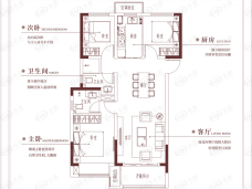 红星天悦3室2厅2卫户型图