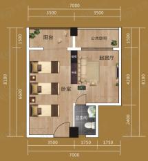 康乃馨国际老年生活示范城1室1厅1卫户型图