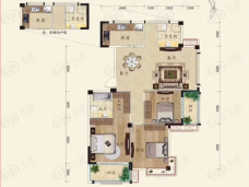 洁丽雅·龙栖蝶谷3室2厅2卫户型图