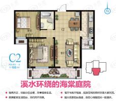 现代海棠湾C2 两室两厅一卫 105㎡户型图