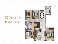 中实·玺樾府150平米户型图