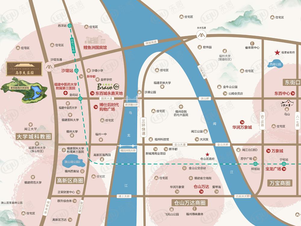 闽侯县福州高尔夫庄园最新价格出来啦，约396万元/套起，户型面积180~310㎡