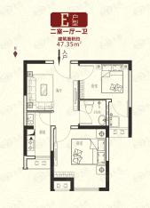 国金怡桂苑2室1厅1卫户型图