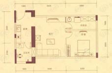 银座国际1室1厅1卫户型图