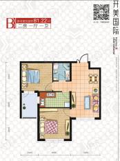 开美国际2室1厅1卫户型图