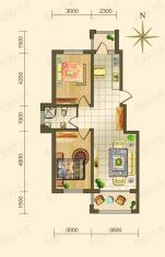海吉雅乐都A2户型二室二厅一卫 使用面积58.98平方米户型图