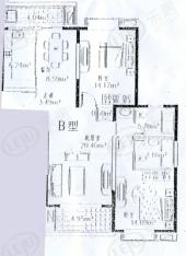 名都新城四期房型: 二房;  面积段: 101.59 －111.38 平方米;户型图