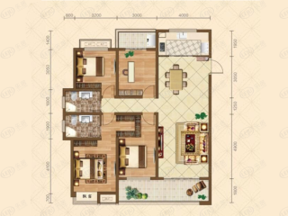 璀璨江南7#、8#四室户型户型图