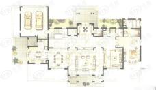 棕榈泉花园三期建面841.32-一层 1室3厅2卫1厨户型图