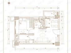 保利天悦1室2厅1卫户型图
