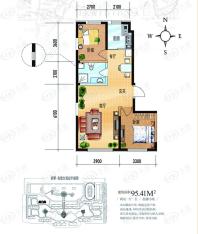 绿地新里海德公馆2室1厅1卫户型图