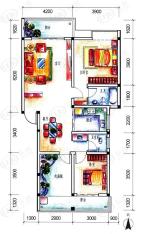 康桥半岛A3户型：2房2厅2卫户型图