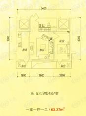 亿峰现代城一室一厅一卫户型图