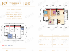 云湖一号3室2厅2卫户型图