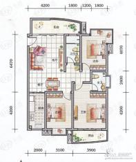山水阳光城3室2厅2卫户型图