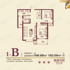 丽景华庭1-B户型两室两厅一卫户型图