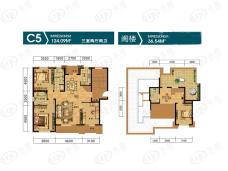 金色雅居C5户型 3室2厅2卫 124.09平户型图