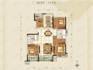 汇邦克莱枫丹128平米户型户型图