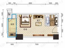 中投·蝴蝶谷1室1厅1卫户型图