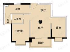 合和新城3期洋房标准层02户型 2房2厅1卫户型图