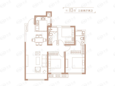 中海•寰宇天下3室2厅2卫户型图