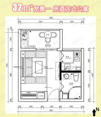 凤凰栖1室1厅1卫户型图