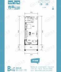 青春东岸B4户型单间公寓户型图