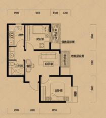 唐轩公馆G5户型 二室二厅一卫户型图