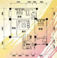 夏威夷海岸2室2厅2卫户型图