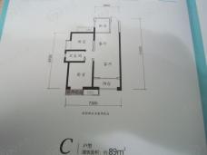 龙湖香醍西岸89平米两室两厅一卫户型图