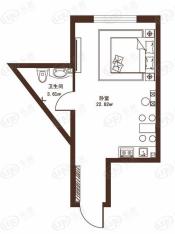 观澜宝邸公寓户型4 一室一卫户型图