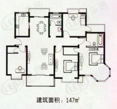 博泰景苑房型: 四房;  面积段: 147 －157 平方米;
户型图