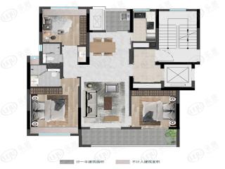 融创溪湾首府105㎡三房两厅两卫户型图