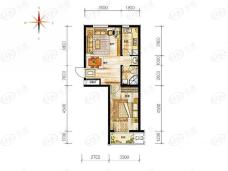 恒盛阳光美麓2室2厅1卫户型图