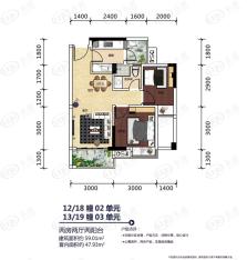 德雅湾阳光海12/18栋02单元、13/19栋03单位户型图