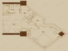 绿地中心1室1厅1卫户型图