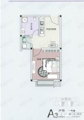 丽阳兰庭一室一厅一厨一卫一阳台39.75(40.06)M2户型图