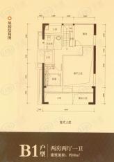 君成熙和园B1户型复式上层户型图