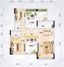 鼎湖森邻3期3室2厅2卫户型图