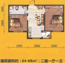 和泰馨城2室1厅1卫户型图