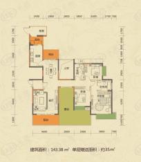 益阳御景东方3室2厅2卫户型图