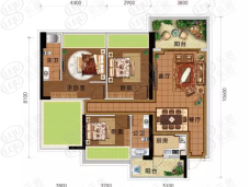 荣轩鼎盛花园3室2厅2卫户型图