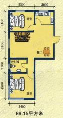 祥龙国际大厦房型: 二房;  面积段: 87.5 －102.81 平方米;户型图